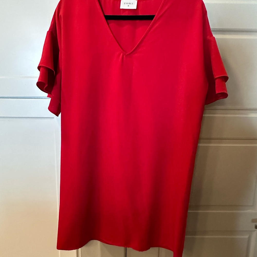 Women's Red V-Neck Top